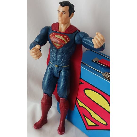 Superman Action Doll and Vintage Superman Logo Tin Lunch Box - Picture 2 of 16